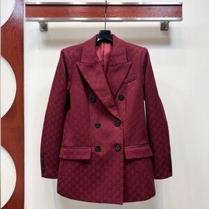 Gucci Women's Burgundy Double-Breasted Blazer